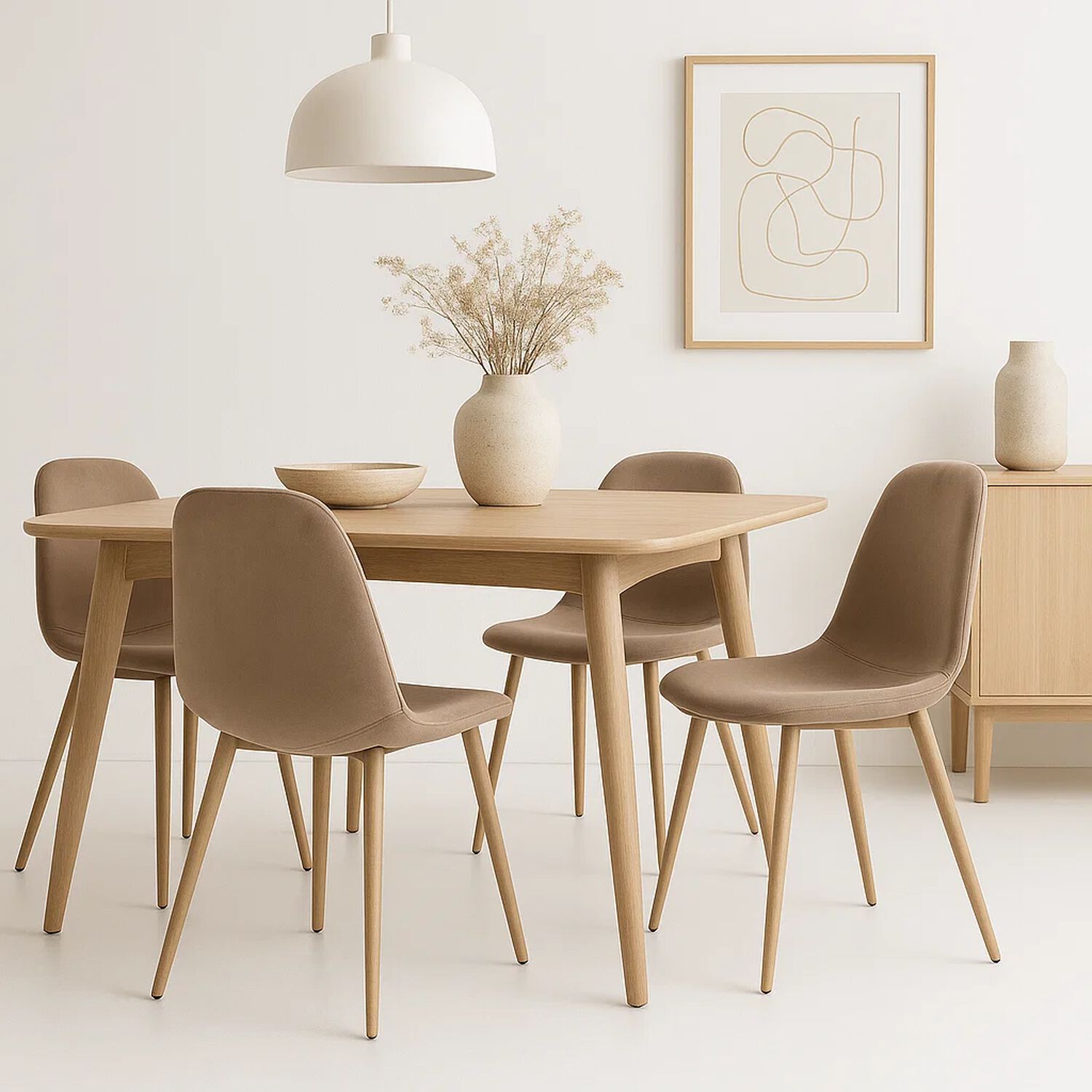 Pack De 4 Sillas Spoon Terciopelo - Beige image number 1.0