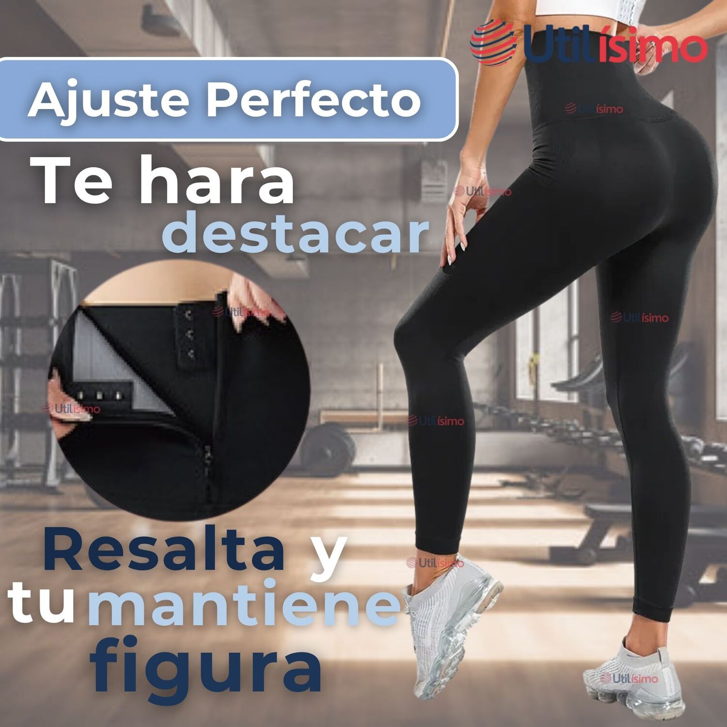 Calza Leggings Deportiva Tiro Alto Con Faja Reductora Y Moldeadora Mujer image number 3.0
