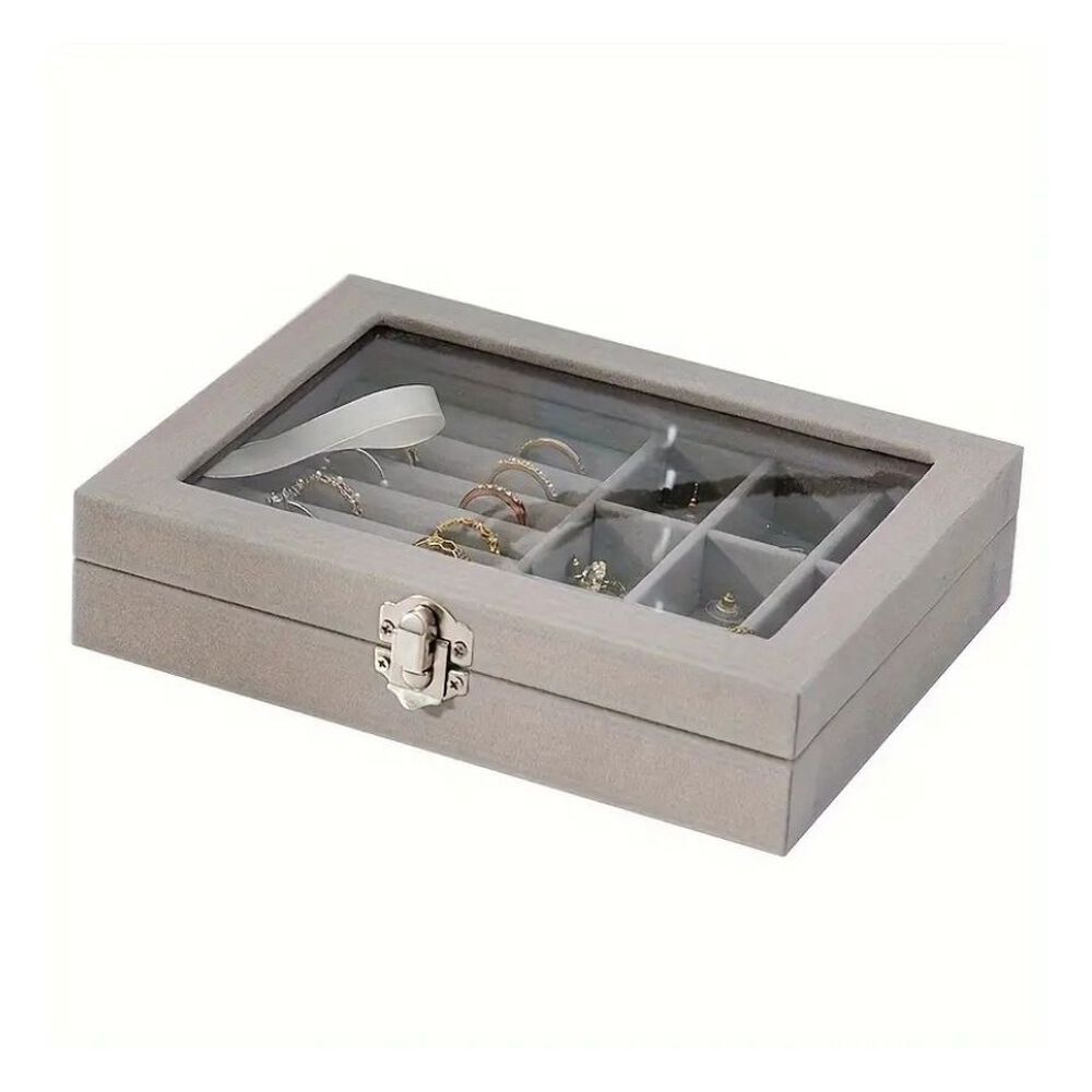 Caja De Almacenamiento Joyeria Caja Anillos Con Boton - Gris / Talla Única image number 1.0