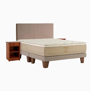 Cama Europea Celta Cotton Organic / 2 Plazas / Base Dividida + Set De Maderas