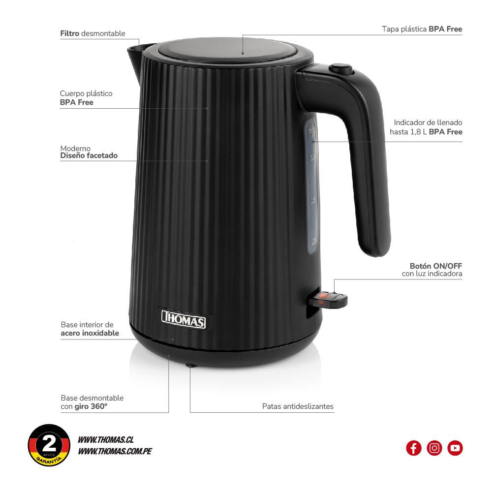 Hervidor Thomas Th-4343n / 1,8 Litros / 2200 Watts image number 5.0