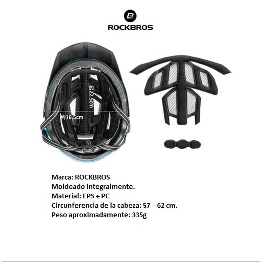 Casco Bicicleta Adulto Rockbros Azul Blanco image number 5.0