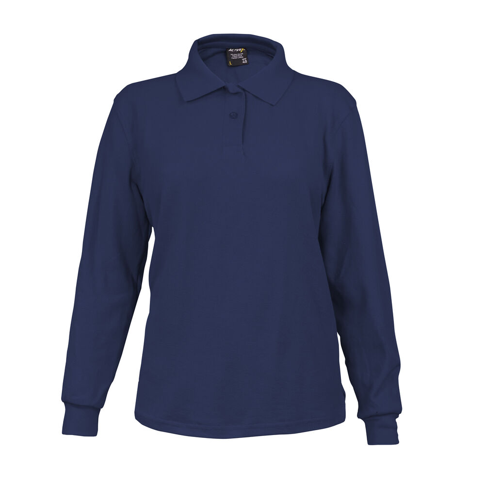 Polera Pique Azul Marino Mujer Manga Larga Upf40 image number 0.0