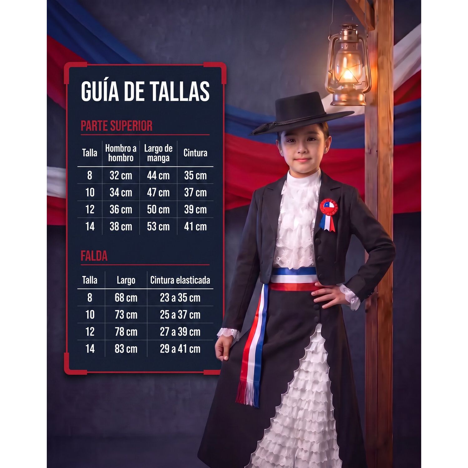 Traje Huasa Tradicional Para Ni&ntilde;as, Adultas image number 7.0