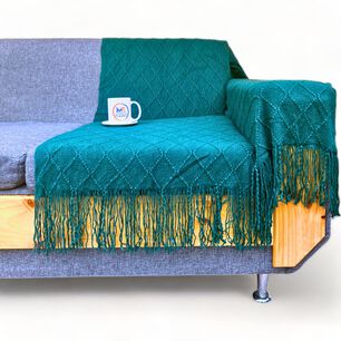  Manta Decorativa Tejida Con Flecos Medida 180cm X 130cm Color Turquesa