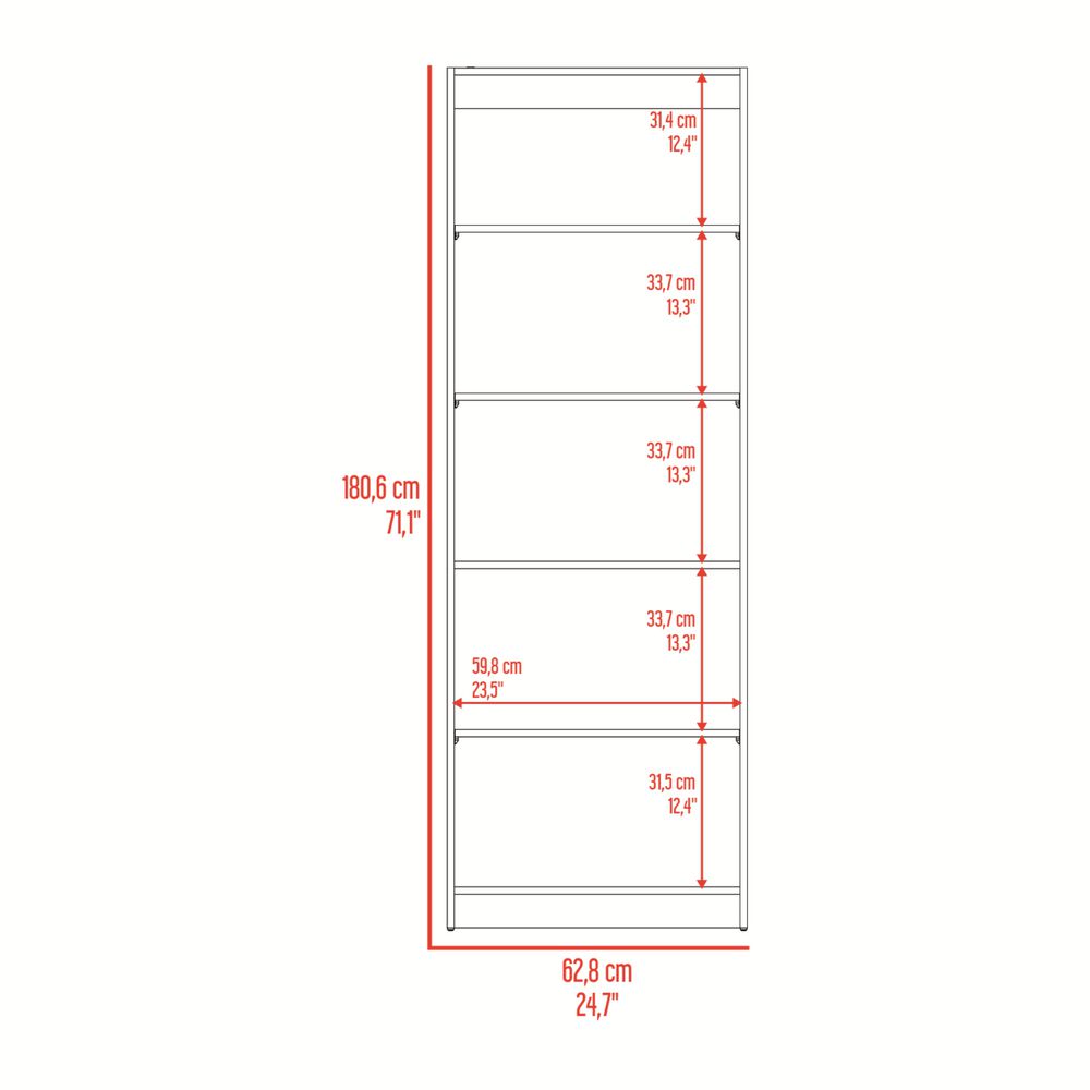 Estante Organizador De Libros Fm 180,6x62,8x29,9 Cm Negro Y Caf&eacute; image number 7.0