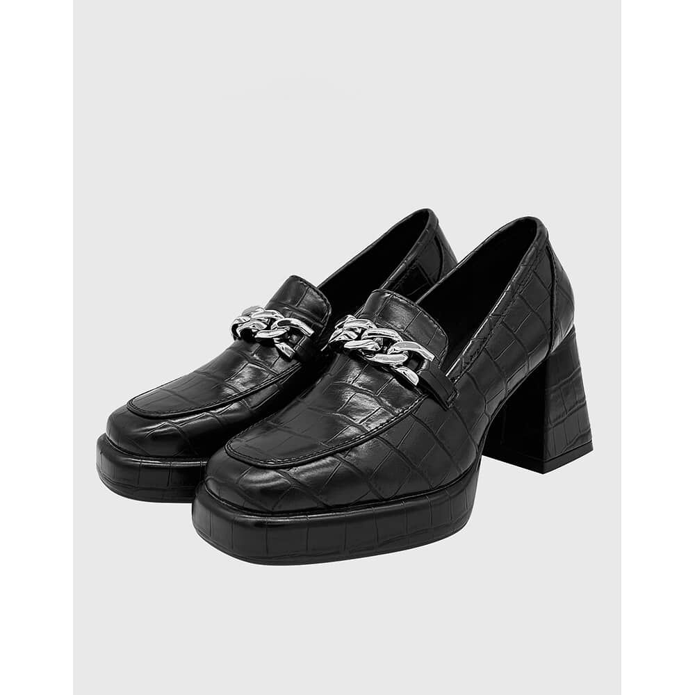 Zapato Para Mujer Con Taco Y Cadena Negro image number 2.0