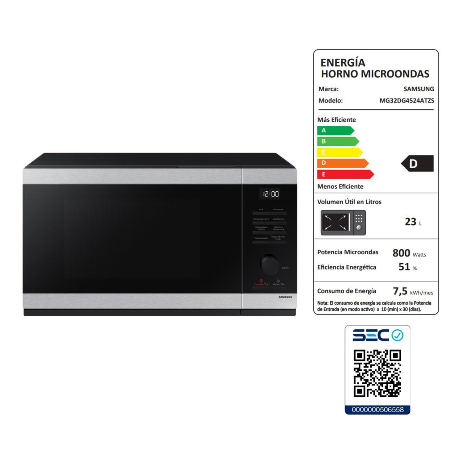 Microondas Samsung MG32DG4524ATZS / 32 Litros / 800W image number 8.0