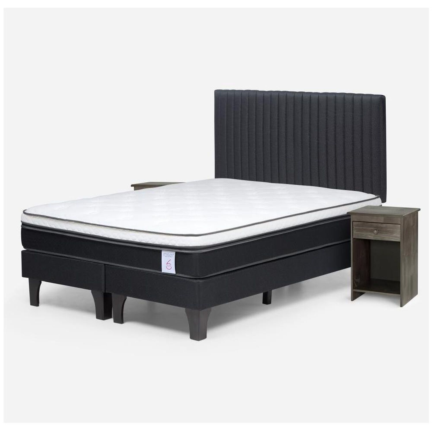 Cama Europea Rosen New Style 6 / 2 Plazas / Base Dividida + Set De Maderas image number 1.0
