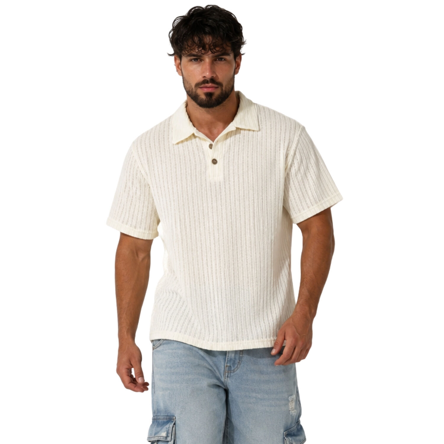 Polera Polo Hombre Tejido Texturizado Manga Corta Lisboa image number 0.0