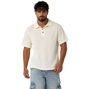 Polera Polo Hombre Tejido Texturizado Manga Corta Lisboa
