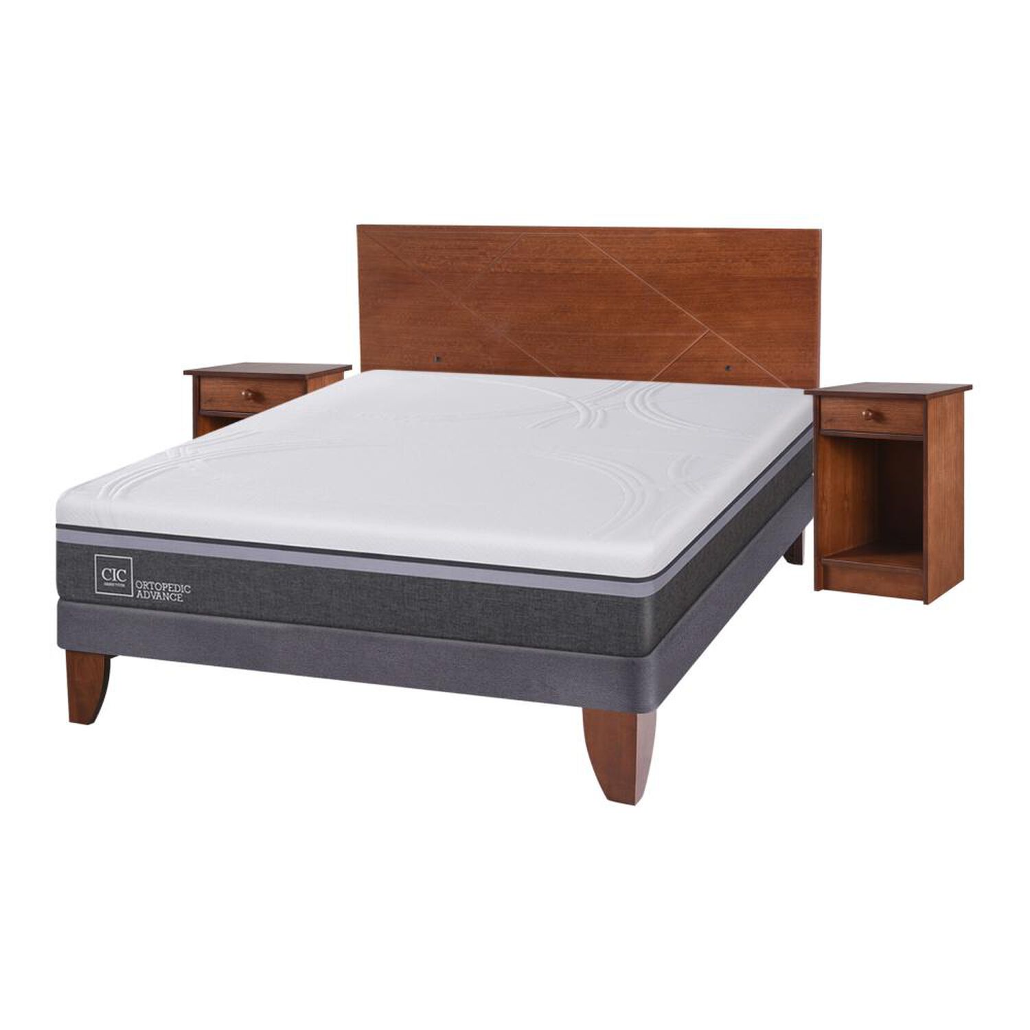 Cama Europea Cic Ortopedic Advance / 2 Plazas / Base Normal + Set De Maderas image number 1.0