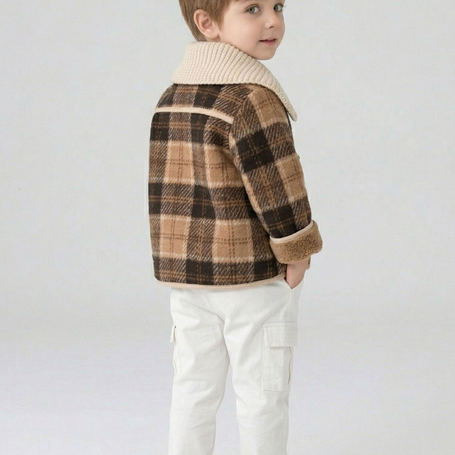 Chaqueta Ni&ntilde;o Invierno Cuadros Abrigo Polar Grueso image number 3.0