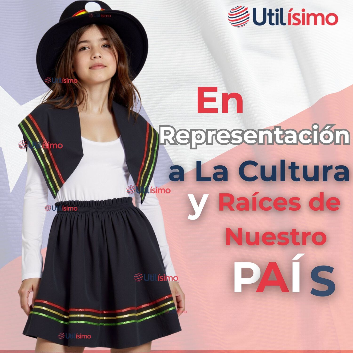 Pack 6 Traje Nortino Con Polera Fiestas Patrias Baile Nortino Negro image number 8.0