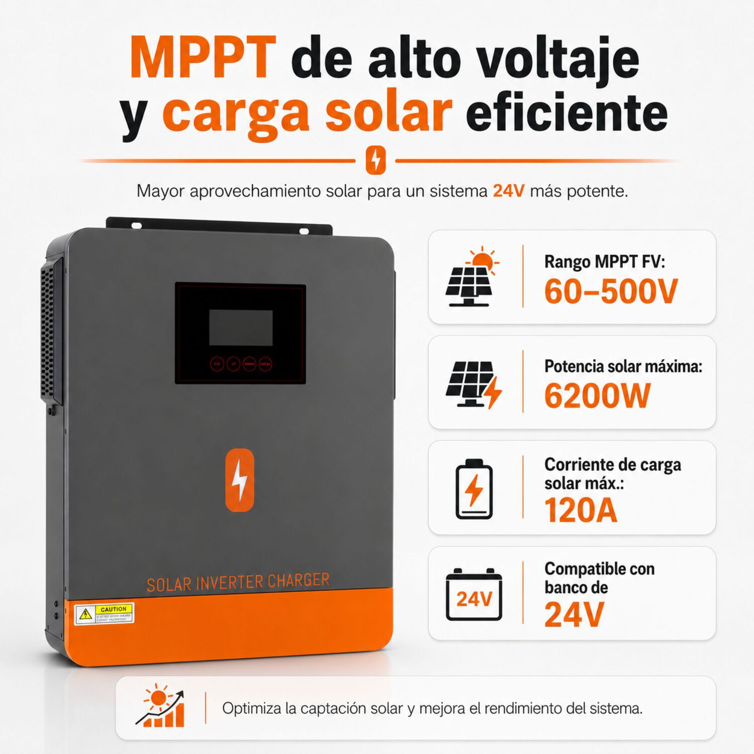 Inversor Solar H&iacute;brido Powmr 4200w 24v Funciona Sin Bater&iacute;as image number 7.0
