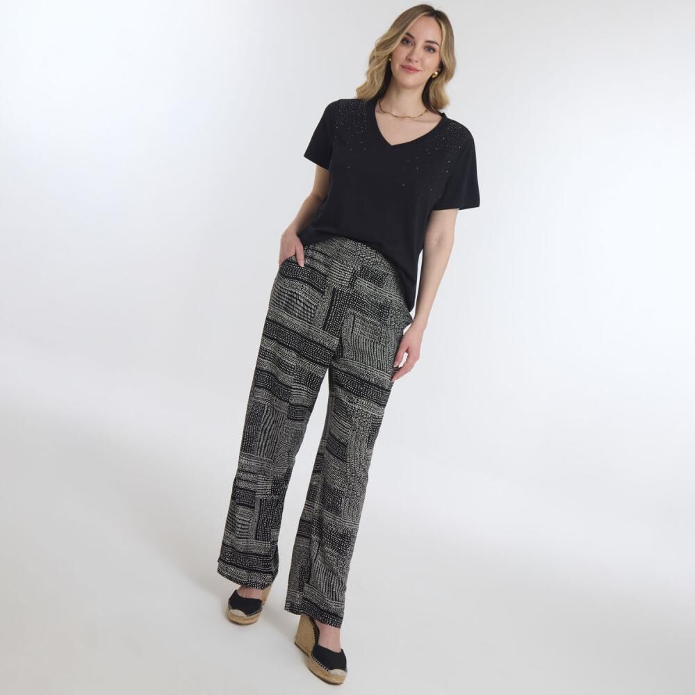 Pantal&oacute;n Full Print Tiro Medio Palazzo Mujer Geeps image number 1.0