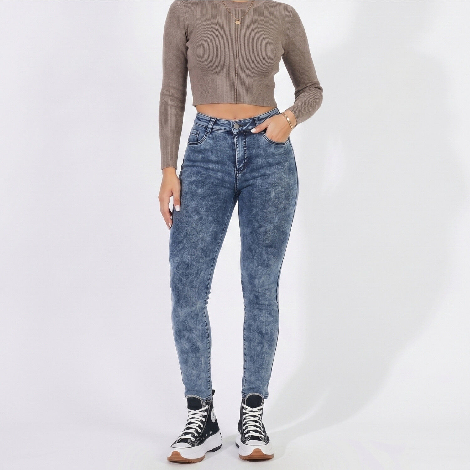 Jeans Pantalon Skinny Forro Polar Mujer image number 0.0