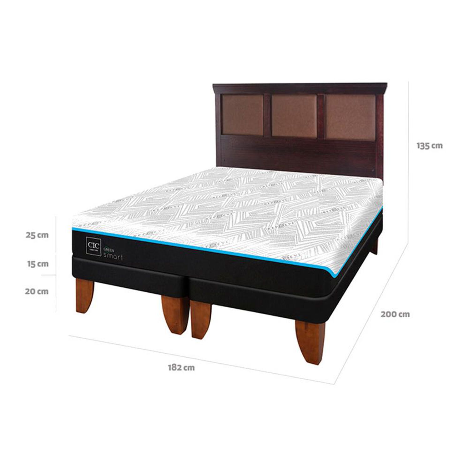 Cama Europea Cic Green Infinity / King / Base Dividida + Respaldo image number 6.0