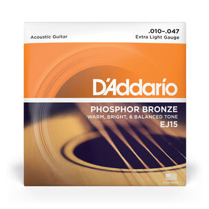 Set Cuerdas Guitarra Fósforo Bronze 10-47 Ej15 Daddario