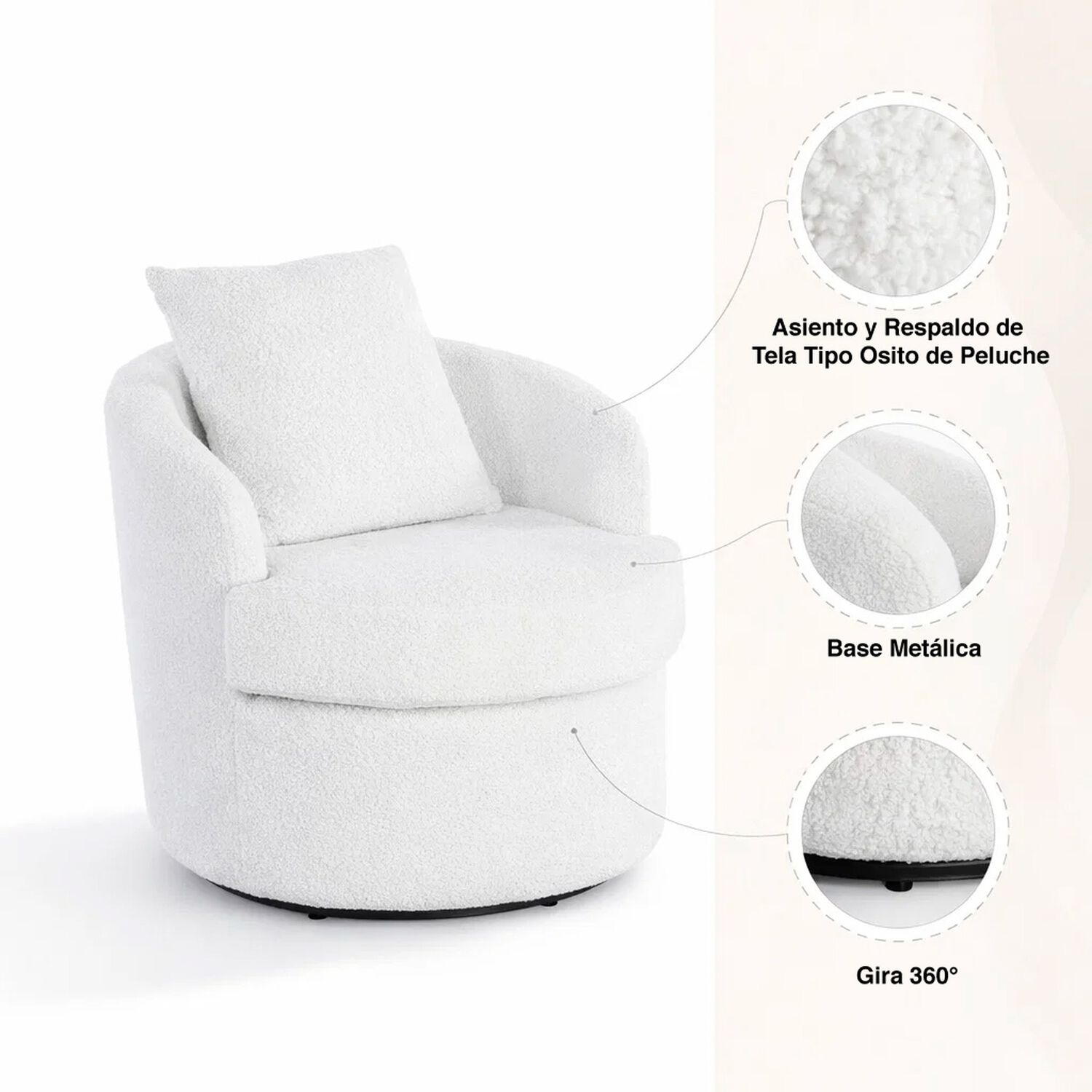 Sill&oacute;n Giratorio Teddy Comfort 360&deg; image number 4.0