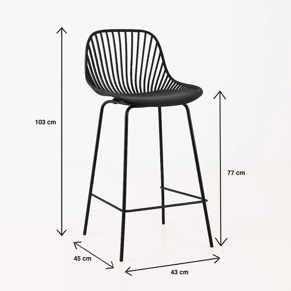 Pack De 2 Taburetes Piso Bar Tropea Alto - Negro image number 3.0
