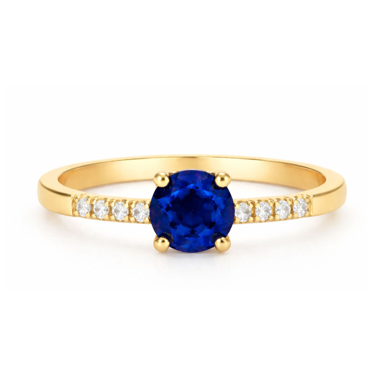 Anillo Solitario Princesa Oro 18k Con Cristal Central 5mm Azul image number 1.0
