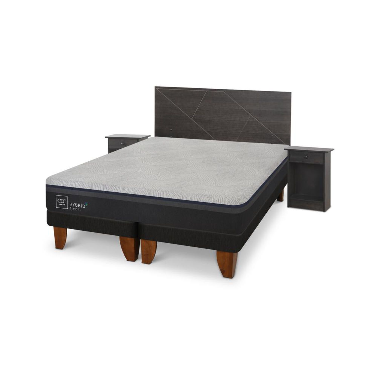 Cama Europea Cic Hybrid Plus / King / Base Dividida + Set De Maderas image number 1.0