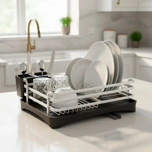 Secaplatos Escurridor De Platos De Aluminio Con Bandeja Negra
