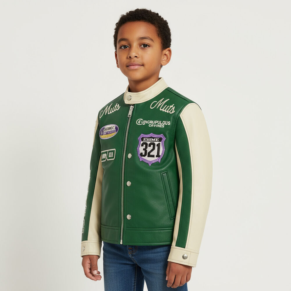 Chaqueta Infantil Varsity Eco Cuero Modelo Racing image number 0.0