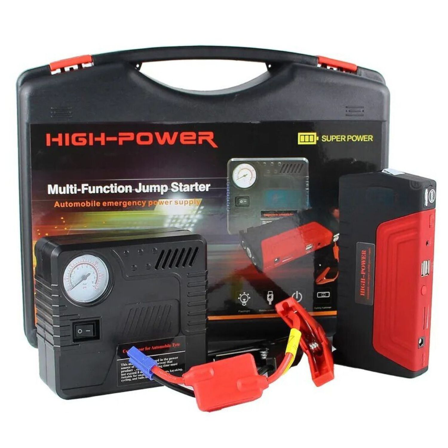 Iniciador Arrancador Bater&iacute;as Carro Moto 12v + Compresor image number 1.0