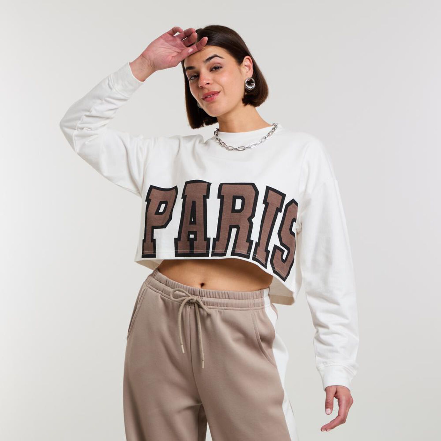 Poler&oacute;n Crop Top Manga Larga Cuello Redondo Mujer Rolly Go image number 0.0