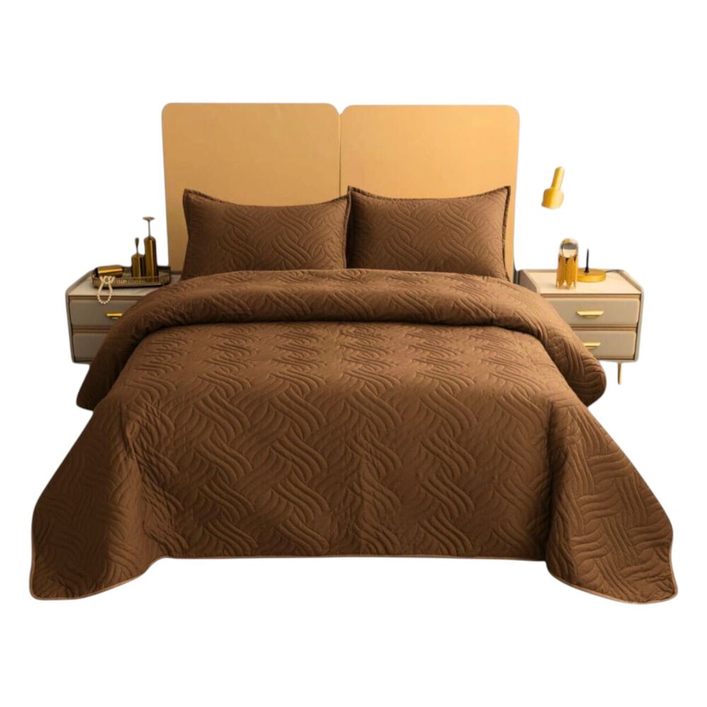 Cubrecama De Verano 1.5 Plazas Quilt + 1 Funda De Almohada Cobertor Delgado Café image number 0.0