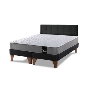 Cama Europea Zen Best Tela Velvet Negro 2 Plazas + Respaldo