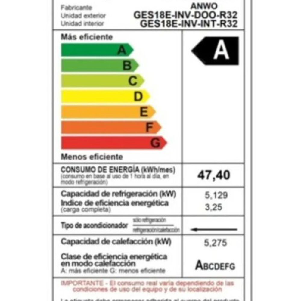 Aire Acondicionado De 18000 Btu Split Anwo Inveerter image number 2.0