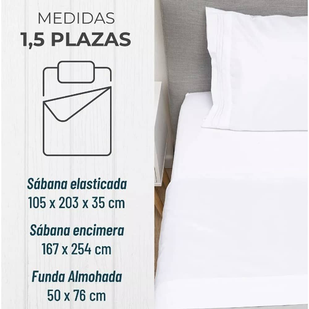 Sabana 1800 Hotel Ultra Suave + Funda Bordada. 1.5 Plazas Blanco image number 3.0