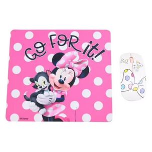 Kit Mouse Inalambrico Usb 3b Y Mousepad Rosado Minnie Mouse