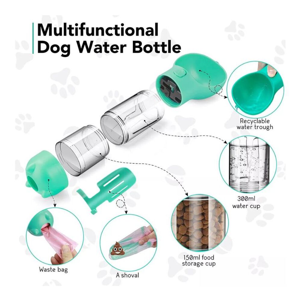 Botella Dispensador 3 En 1 Agua Comida Para Mascotas image number 2.0