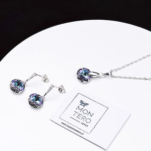 Conjunto Gracia Con Cristal Genuino Vitral Light- Joyas Montero