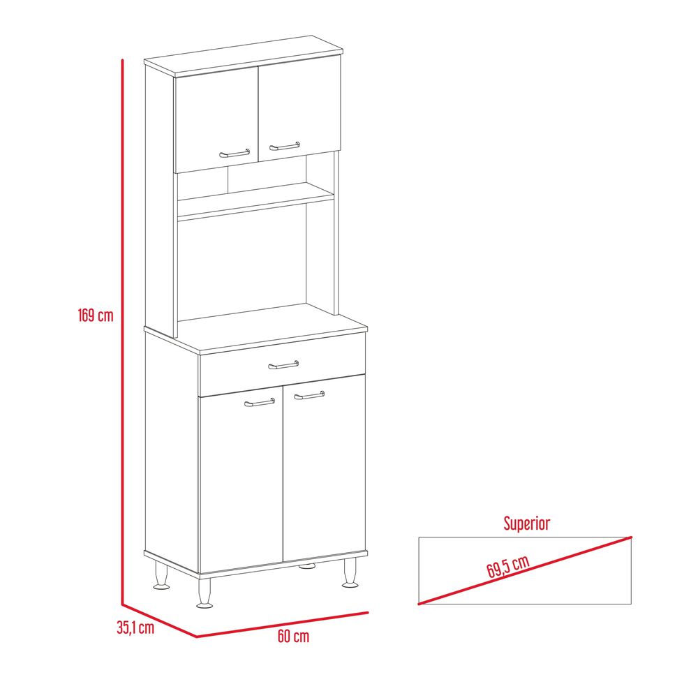 Mueble Microondas 4 Puertas 1 Cajon Fm-012b Blanco image number 9.0