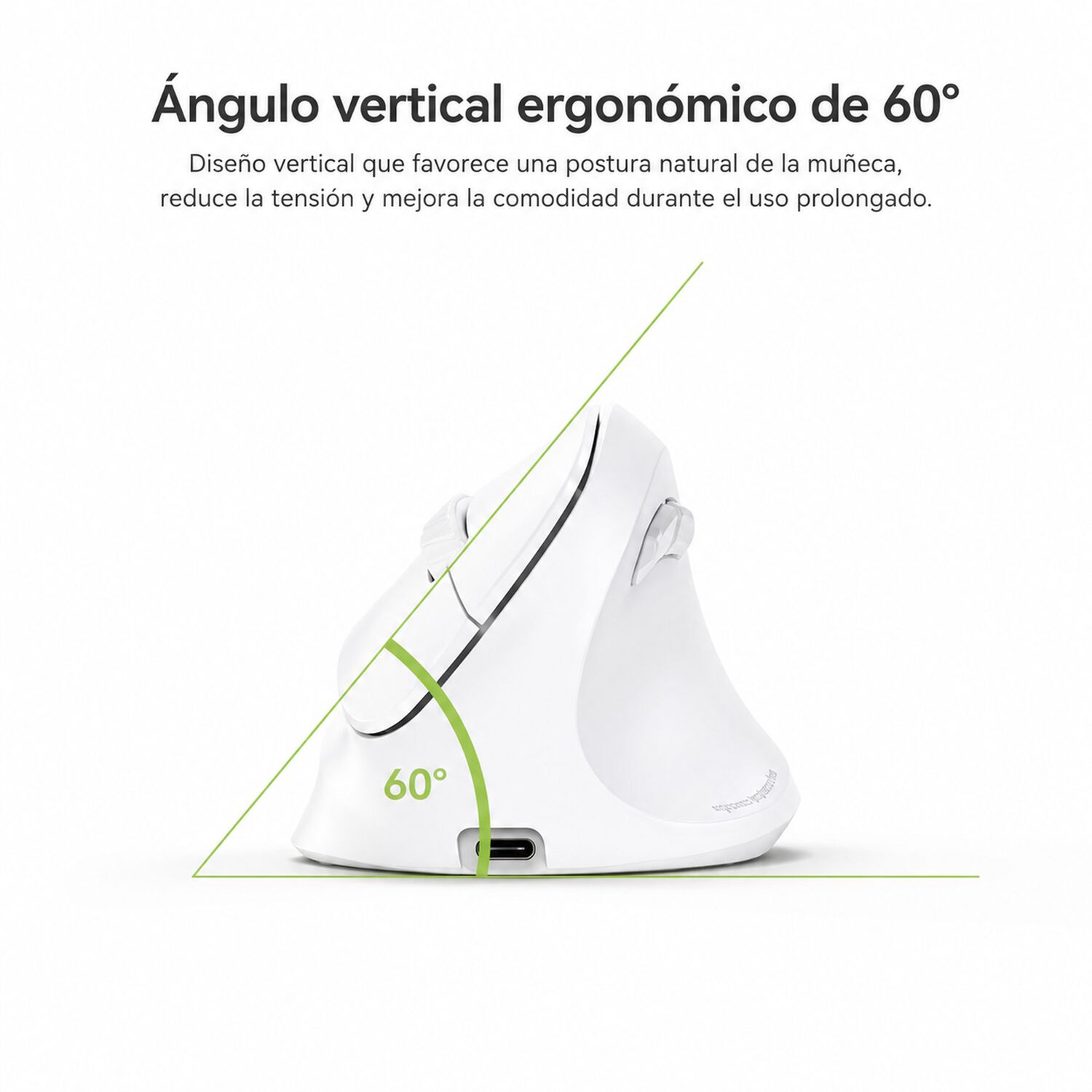 Mouse Vertical Ergon&oacute;mico Dual Wireless Recargable Blanco image number 8.0