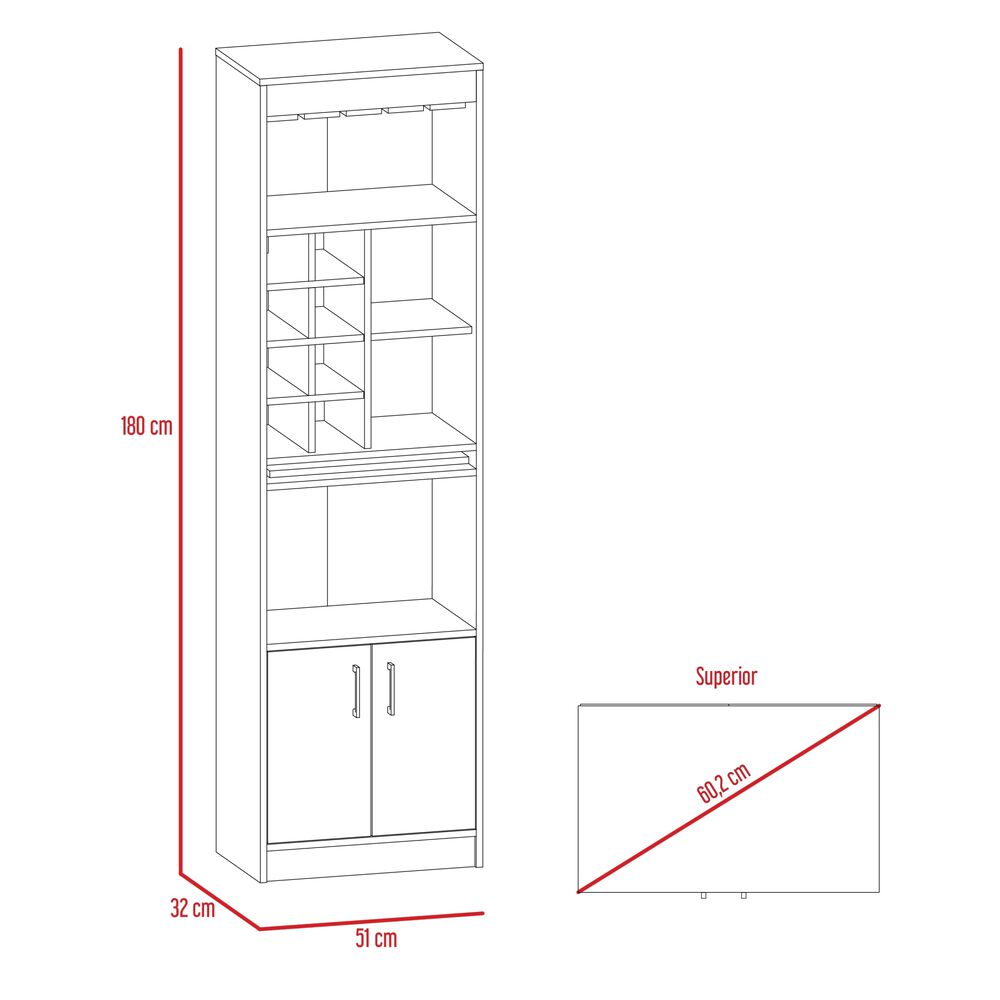 Bar Alto 8 Botelleros Repisa Extensible Café Oscuro 180 Cm X 32 Cm X 51 Cm image number 8.0