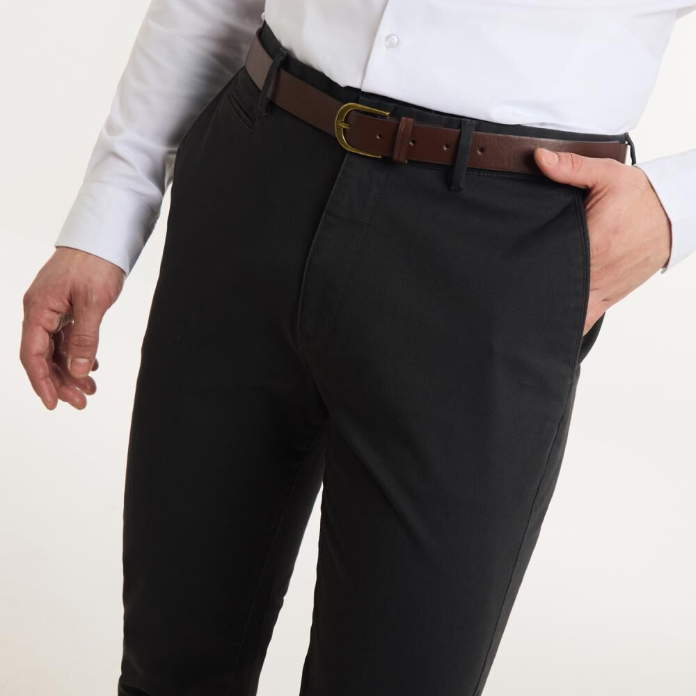 Pantalón Tiro Medio Slim Hombre Az Black image number 4.0