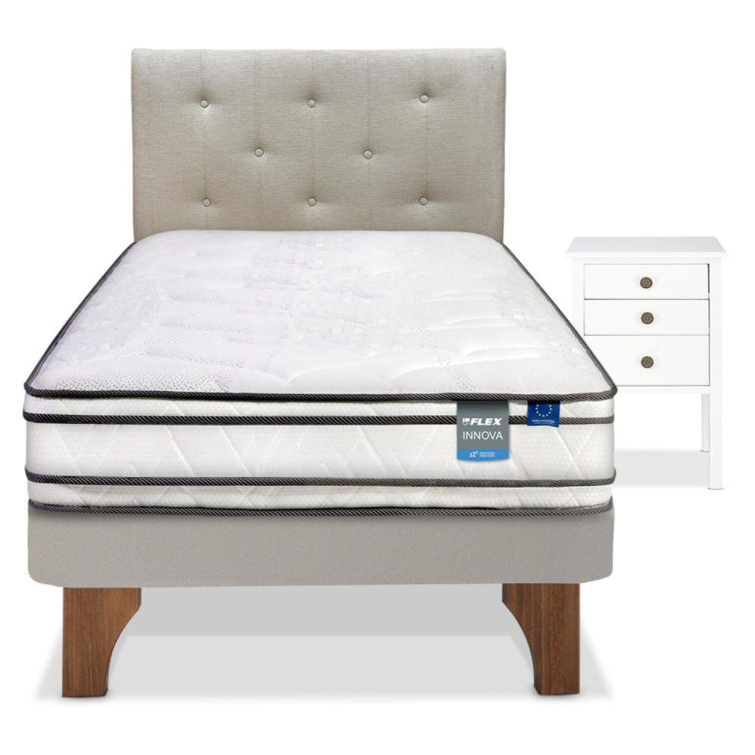 Cama Europea Flex Innova / 1.5 Plazas / Base Normal + Set De Maderas image number 0.0