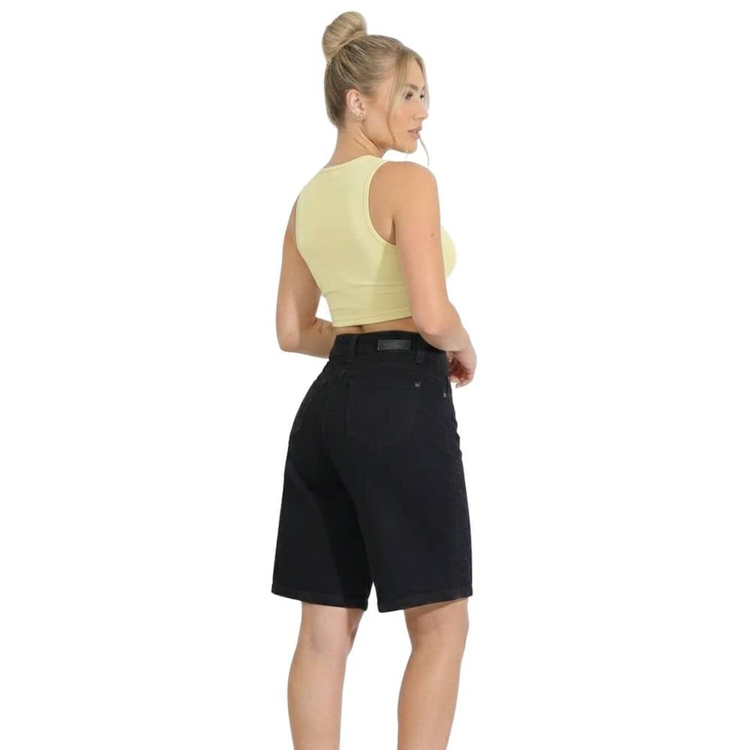 Short Jeans Wide Leg Con Brillos Mujer Tiro Alto Crystal image number 1.0