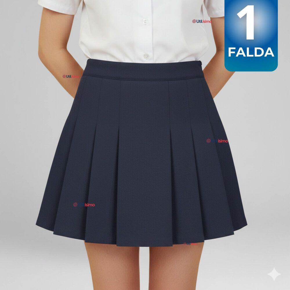Falda Escolar Color Azul Uniforme Para Ni&ntilde;as image number 0.0