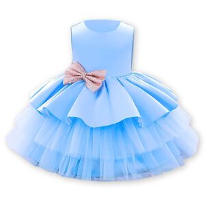 Vestido De Fiestas Con Tul Y Volantes Para Niñas 6 Meses A 5 Años Princesa Celeste