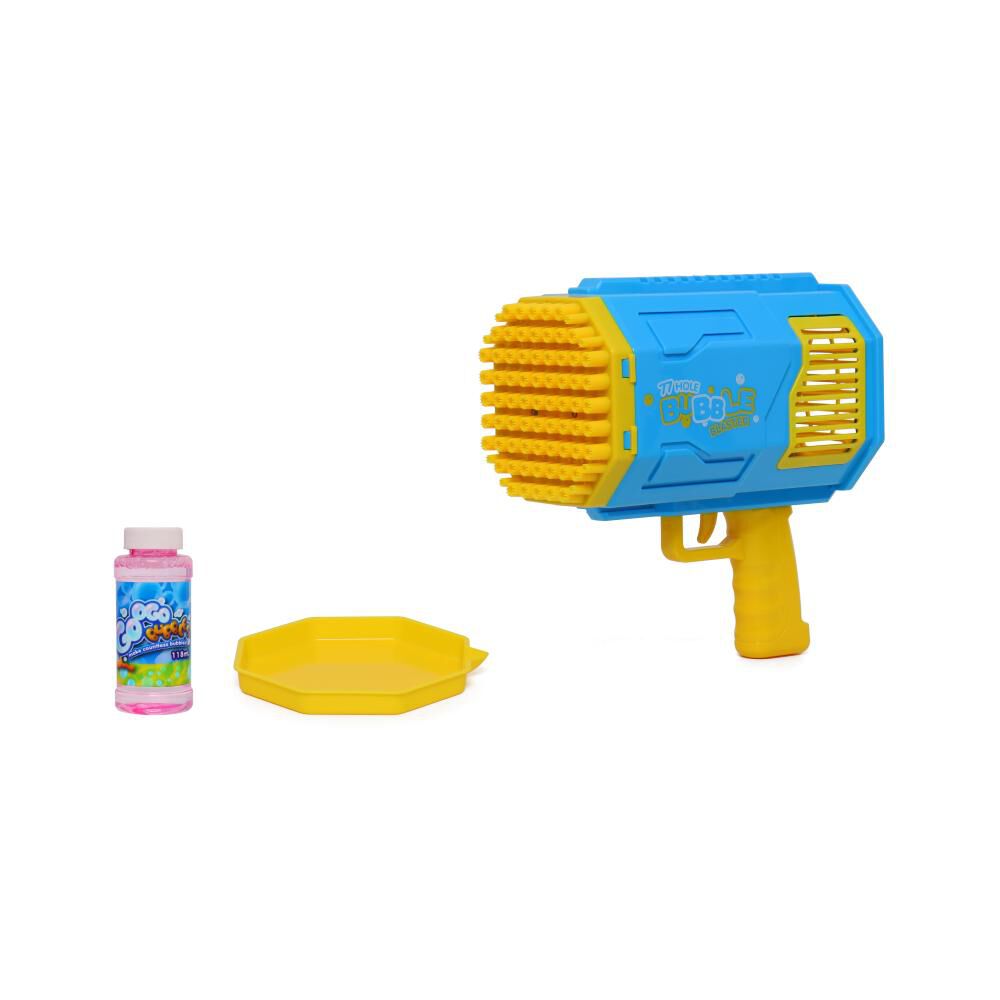 Pistola De Burbujas De 77 Agujeros Con Luz, Solución De Burbujas 100ml Happy Line image number 1.0