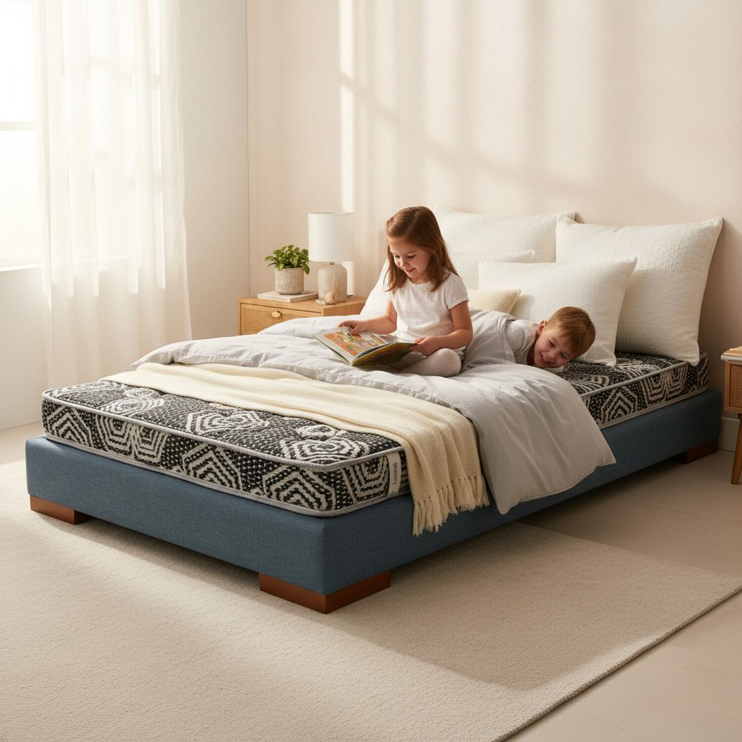 Cama 1.5 Plaza Box 13 Cm L190 Cm + Colchon Modelo Ideal / Con Patas De 4.5 Cm (gris) image number 0.0