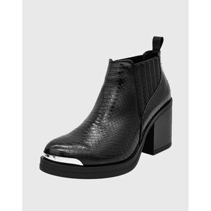 Botin Para Mujer Elasticado Con Taco Negro