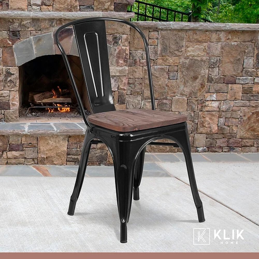 Comedor Industrial 160x90 Oscura + 6 Sillas Tolix Negras Con Asiento De Madera Oscura Walnut image number 7.0